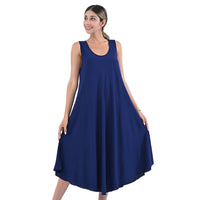TAMSY Navy Sleeveless A-Line Dress - One Size Fits Most