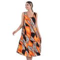 TAMSY Orange Abstract Sleeveless A-Line Dress - One Size Fits Most - Sticky add to cart bar