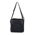 Black Crocodile Skin Pattern Genuine Leather Men's Crossbody Bag - Sticky add to cart bar