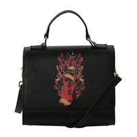 Set of 2 Black Color Red Guitar Pattern Genuine Leather Bag with Wallet