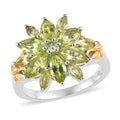 Premium Peridot Floral Ring in Vermeil Yellow Gold and Platinum Over Sterling Silver 2.20 ctw - Sticky add to cart bar