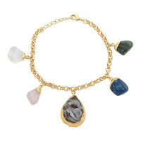 Made in Brazil Crazy Lace Agate and Multi Gemstone Bracelet in Silvertone (8-9In) 70.00 ctw