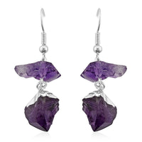Amethyst Earrings in Silvertone 16.00 ctw