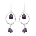 Amethyst Drop Earrings in Silvertone 39.00 ctw - Sticky add to cart bar