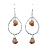 Brazilian Citrine Drop Earrings in Silvertone 42.50 ctw