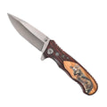 Brown Portable Folding Fox Printed Pattern Stainless Steel Knife (7.71") - Sticky add to cart bar