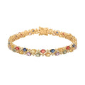 14K Yellow Gold Multi Sapphire and H-I SI2 Natural Yellow Diamond Bracelet (7.00 In) 12.25 Grams 7.40 ctw - Sticky add to cart bar
