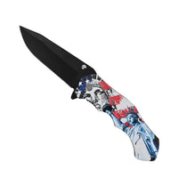 White Portable Folding Statue of Liberty Printed Pattern Stainless Steel Knife (8.66")
