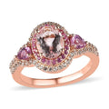 Premium Pink Morganite and Multi Gemstone Cocktail Ring in Vermeil Rose Gold Over Sterling Silver 2.10 ctw - Sticky add to cart bar