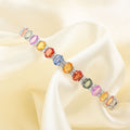 14K White Gold Multi Sapphire and H-I SI2 Diamond Bangle Bracelet (7.50 In) 10.35 Grams 9.10 ctw - Sticky add to cart bar