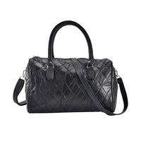 Patchwork Sheep Leather Cross Body Bag (12"x8"x5.5'') - Black