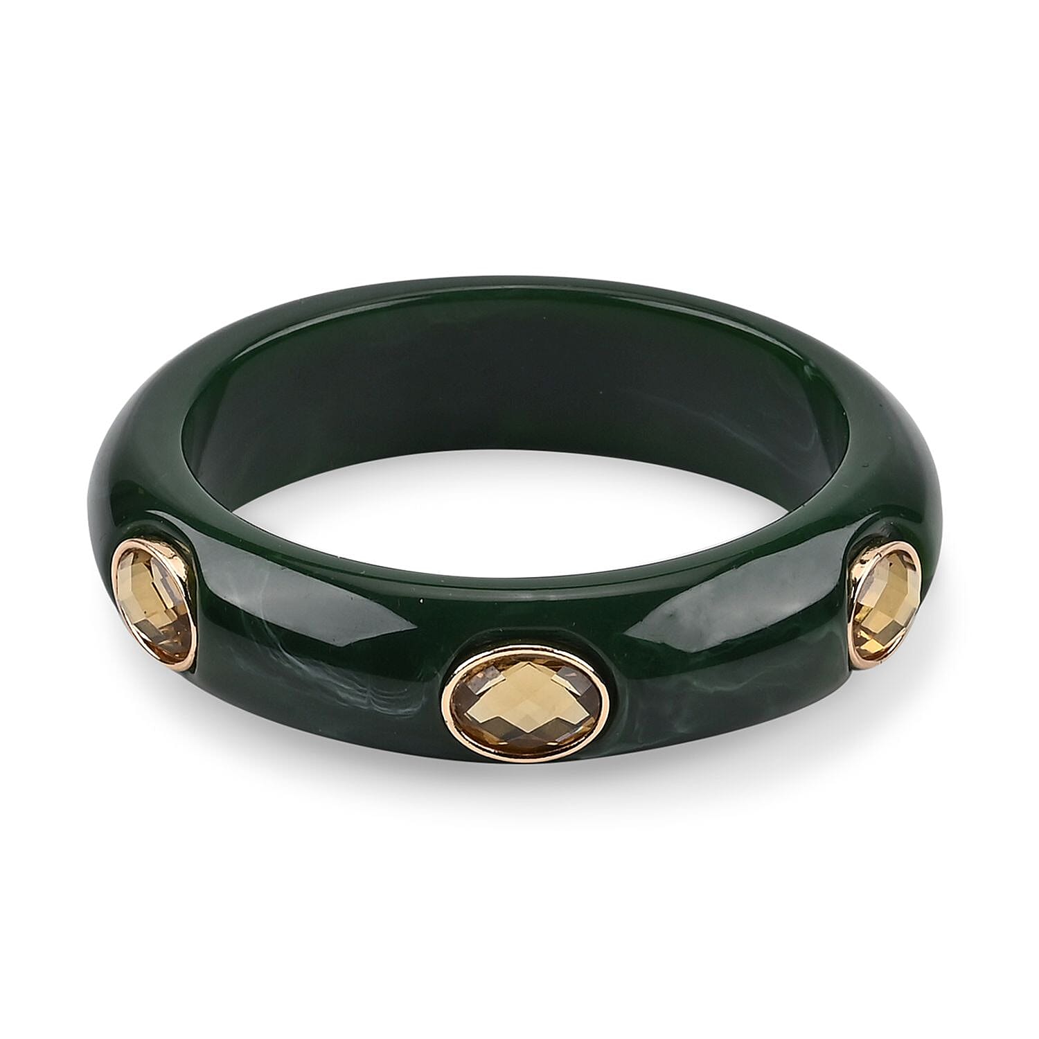 Green & Champagne color Resin Bangle Bracelet (7.75 In)
