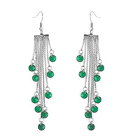 Simulated Ruby Dangling Earrings in Stainless Steel