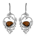 South African Tiger's Eye Peacock Earrings in Platinum Over Copper With Magnet and Stainless Steel 8.20 ctw - Sticky add to cart bar