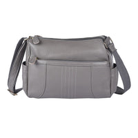 Gray Color Durable Genunie Leather Crossbody Bag (12.2x5.12x9.45) with Shoulder Strap