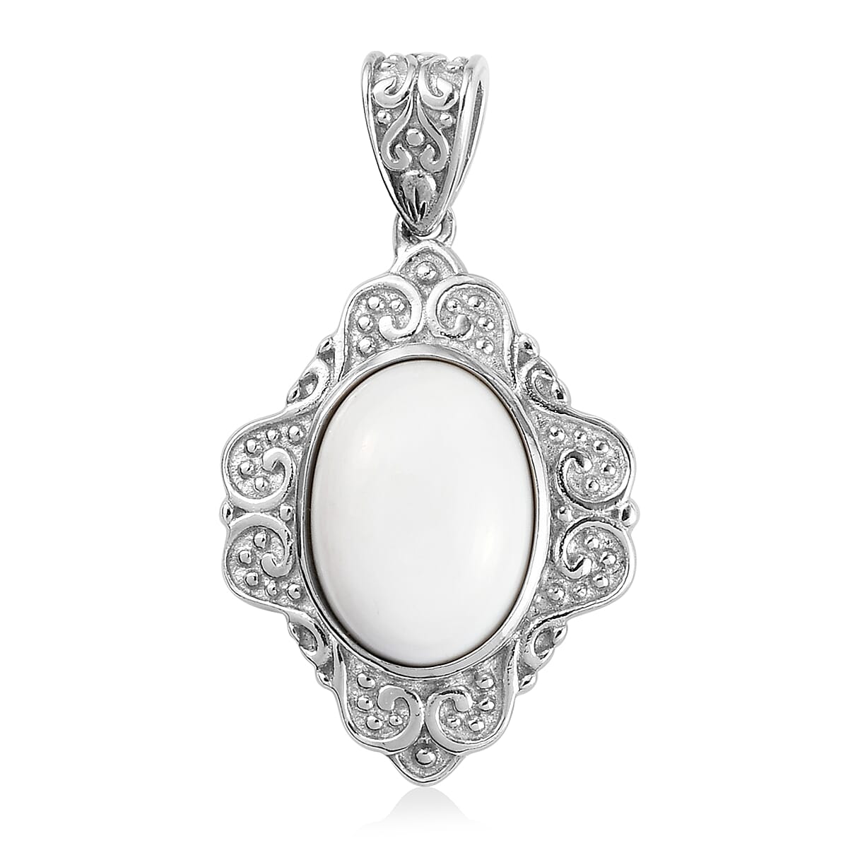 Luna Chalcedony Solitaire Pendant without Chain in Platinum Over Copper with Magnet 5.85 ctw