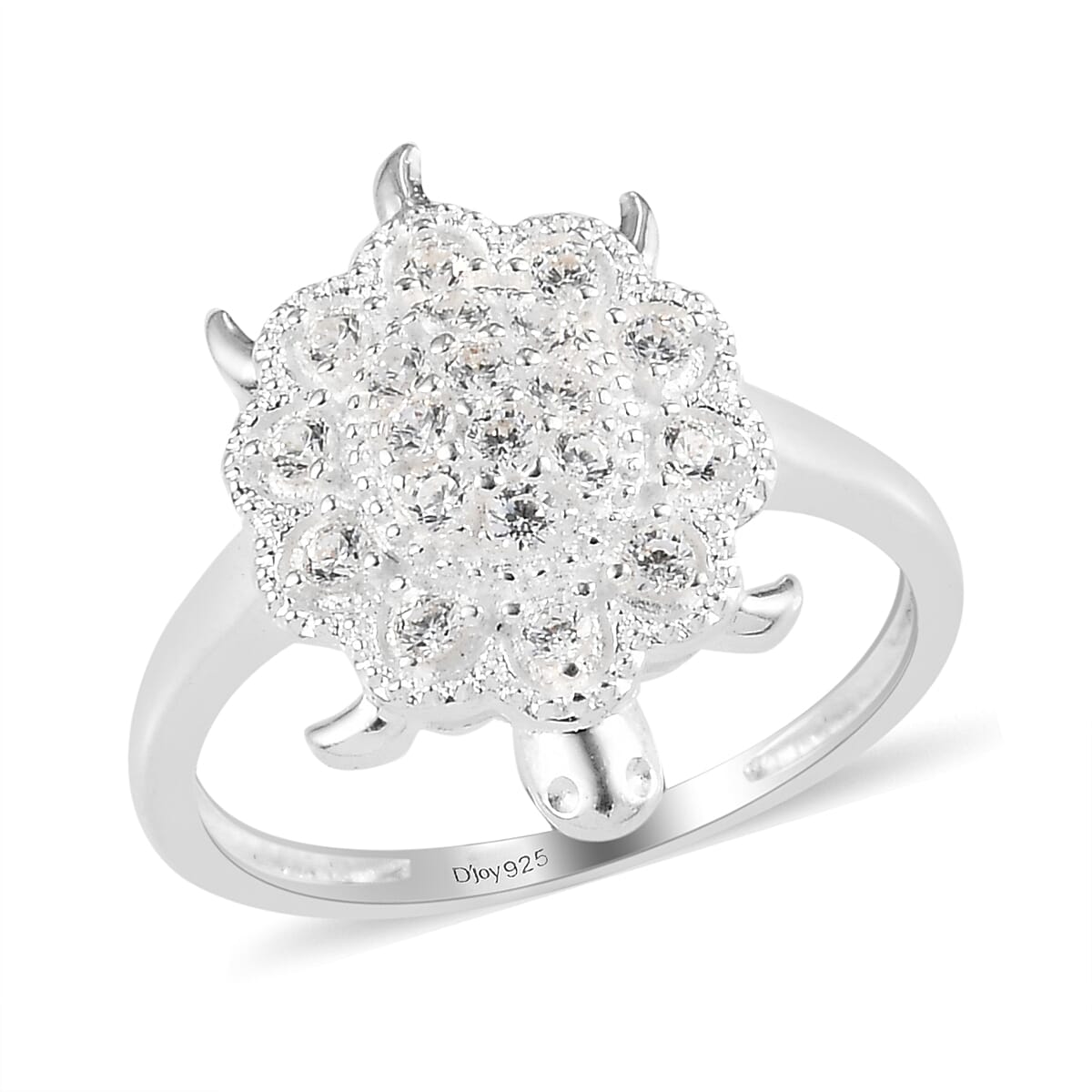 Simulated Diamond Turtle Ring in Sterling Silver (Size 9.0) 0.50 ctw