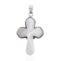 Mother of Pearl Cross Pendant in Sterling Silver