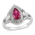 Premium Ouro Fino Rubellite, Moissanite Ring in Platinum Over Sterling Silver (Size 10.0) 1.40 ctw - Sticky add to cart bar