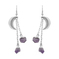 Amethyst Point Moon Earrings in Silvertone 25.50 ctw - Sticky add to cart bar