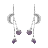 Amethyst Point Moon Earrings in Silvertone 25.50 ctw