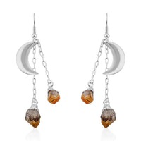Brazilian Citrine Point Moon Earrings in Goldtone 27.00 ctw