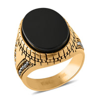 Black Onyx Men's Ring in ION Plated YG Stainless Steel 7.50 ctw