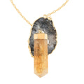 Made in Brazil Agate Occo, Terminated Light Citrine Pendant Necklace (18 Inches) in Goldtone 69.50 ctw - Sticky add to cart bar