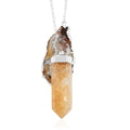 Agate Occo and Terminated Light Citrine Pendant Necklace 18 Inches in Silvertone 91.40 ctw - Sticky add to cart bar