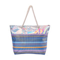 Blue and Gray Streak Pattern Canvas Faux Leather Tote Bag (19.7"x5.5"x14") - Sticky add to cart bar