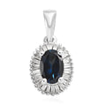 Monte Belo Indicolite and Diamond Halo Pendant in Platinum Over Sterling Silver 0.70 ctw - Sticky add to cart bar