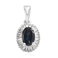 Monte Belo Indicolite and Diamond Halo Pendant in Platinum Over Sterling Silver 0.70 ctw