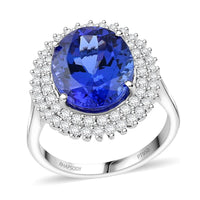 Certified & Appraised Rhapsody 950 Platinum AAAA Tanzanite and E-F VS Diamond Ring 7.10 Grams 5.50 ctw