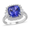 Certified & Appraised Rhapsody 950 Platinum AAAA Tanzanite and E-F VS Diamond Ring 5.75 Grams 4.00 ctw - Sticky add to cart bar