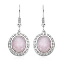 Galilea Rose Quartz (Ovl 12x10 mm), Austrian Crystal Dangle Earrings in Stainless Steel 4.50 ctw - Sticky add to cart bar