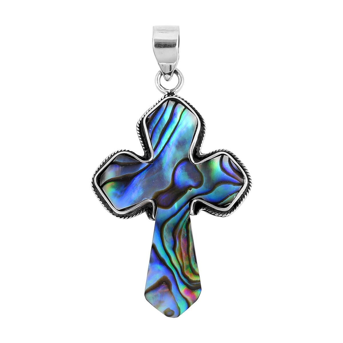 Mother of Pearl Cross Pendant in Sterling Silver