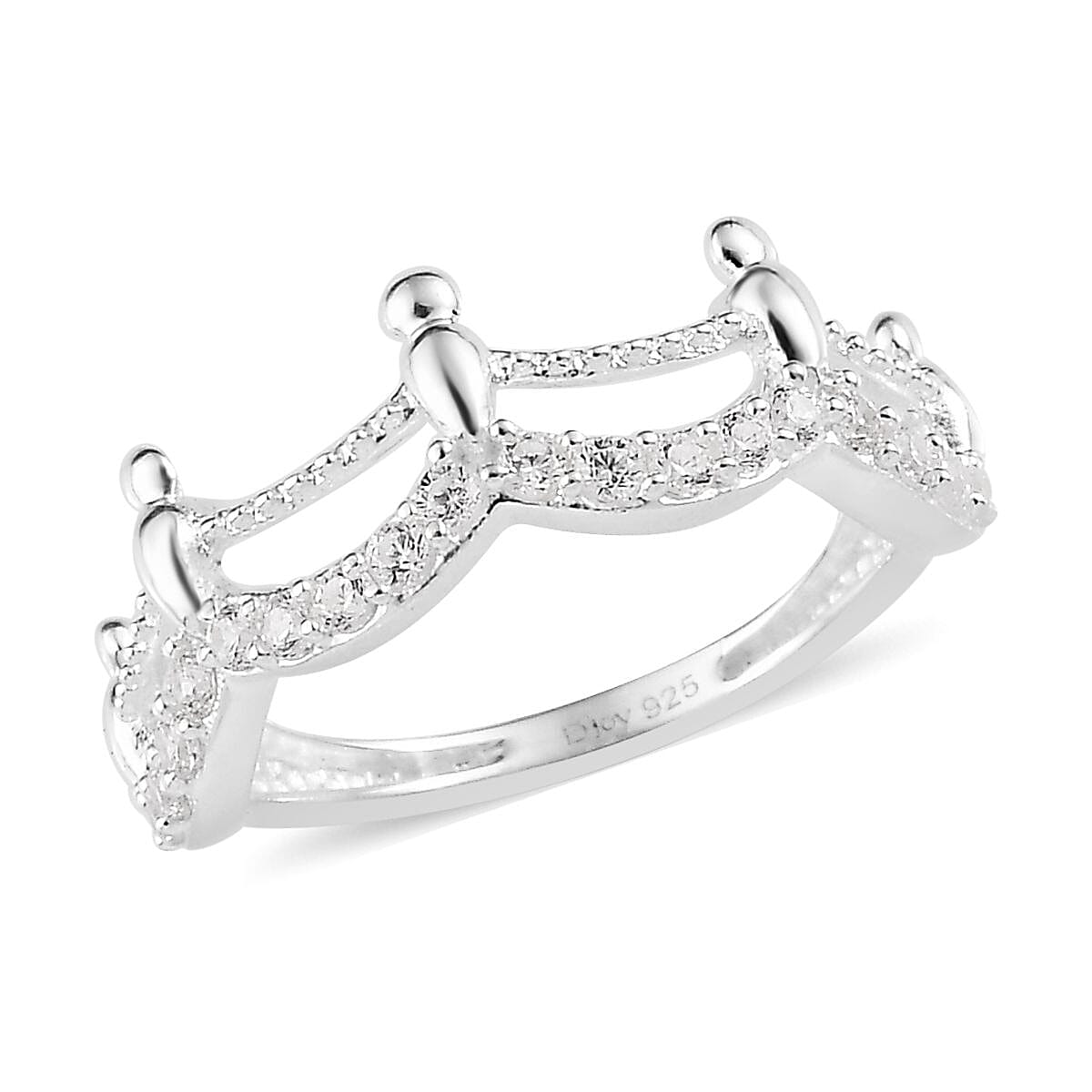Simulated Diamond Half Eternity Band Ring in Sterling Silver 0.40 ctw