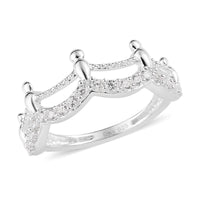 Simulated Diamond Half Eternity Band Ring in Sterling Silver 0.40 ctw