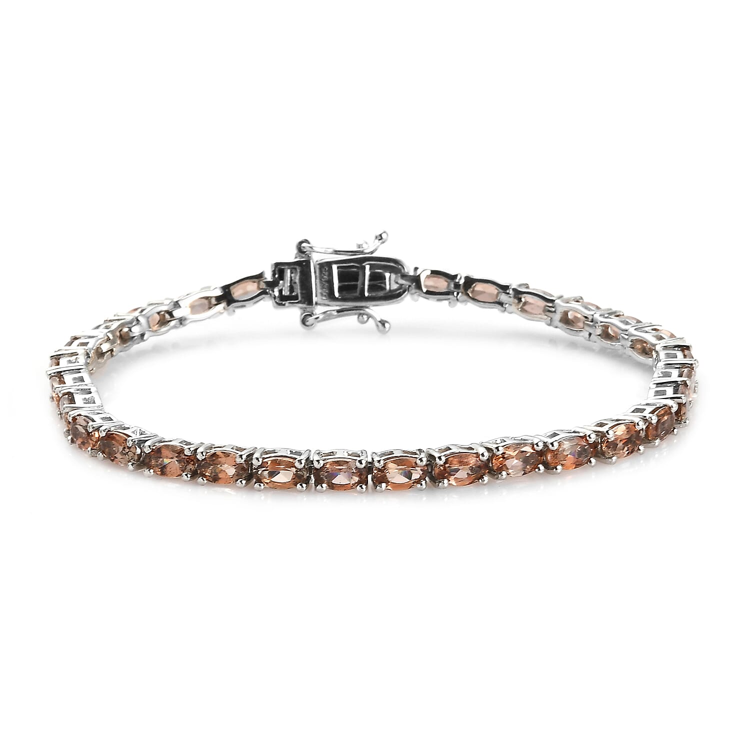 Jenipapo Andalusite Tennis Bracelet in Platinum Over Sterling Silver (8.40 g) 7.00 ctw