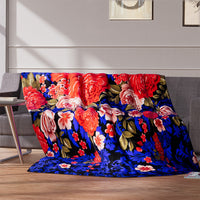 HOMESMART Red Bright Peony Pattern Microfiber Single Layer Flannel Blanket (60" x 80")