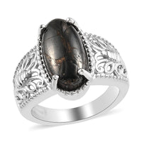 KARIS Matrix Silver Shungite Solitaire Ring in Platinum Bond 2.40 ctw