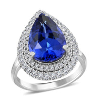 Certified & Appraised Rhapsody 950 Platinum AAAA Tanzanite and E-F VS Diamond Ring 9.10 Grams 7.85 ctw