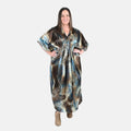 Winlar Teal Cheetah Print Kaftan with Drawstring - Sticky add to cart bar