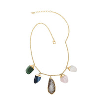 Multi Gemstone Necklace 16-18 Inches in Goldtone 97.50 ctw