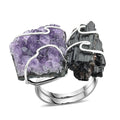 Made in Brazil Amethyst and Tourmaline Ring in Silvertone 37.00 ctw - Sticky add to cart bar