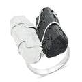 Tourmaline and Crystal Ring in Silvertone 20.50 ctw - Sticky add to cart bar