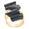 Value Buy Rough Cut Black Tourmaline Ring in Goldtone (Size 8.0) 13.00 ctw - Sticky add to cart bar