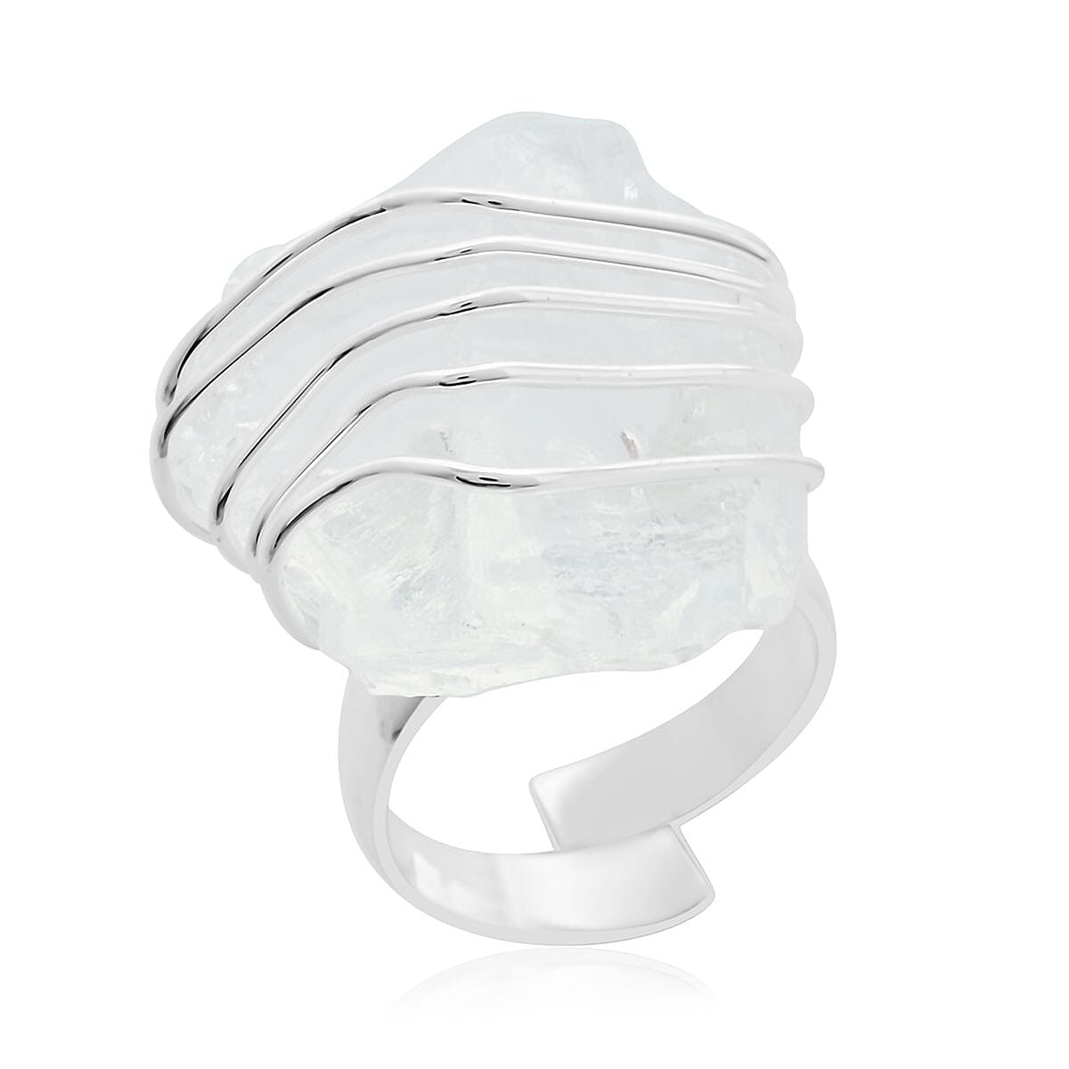 Made in Brazil Crystal Zig Zag Ring in Silvertone