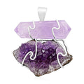 Druzy Amethyst and Amethyst Pendant in Silvertone 58.50 ctw - Sticky add to cart bar