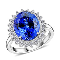 Certified & Appraised Rhapsody 950 Platinum AAAA Tanzanite and E-F VS Diamond Ring 6.90 Grams 5.75 ctw